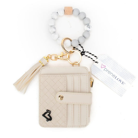 Calgary Vegan Leather Bracelet Card Case - Cream Weave