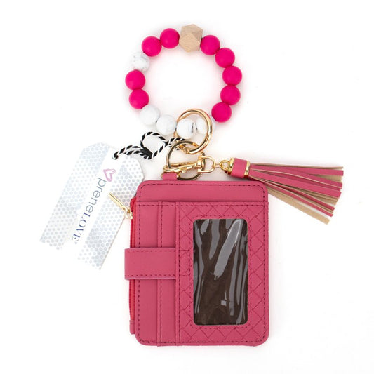 Calgary Vegan Leather Bracelet Card Case - Hot Pink Weave