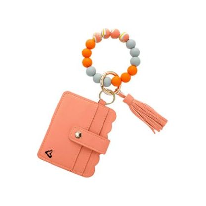 Calgary Vegan Leather Bracelet Card Case - Coral Scalloped