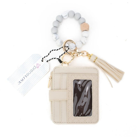 Calgary Vegan Leather Bracelet Card Case - Cream Weave